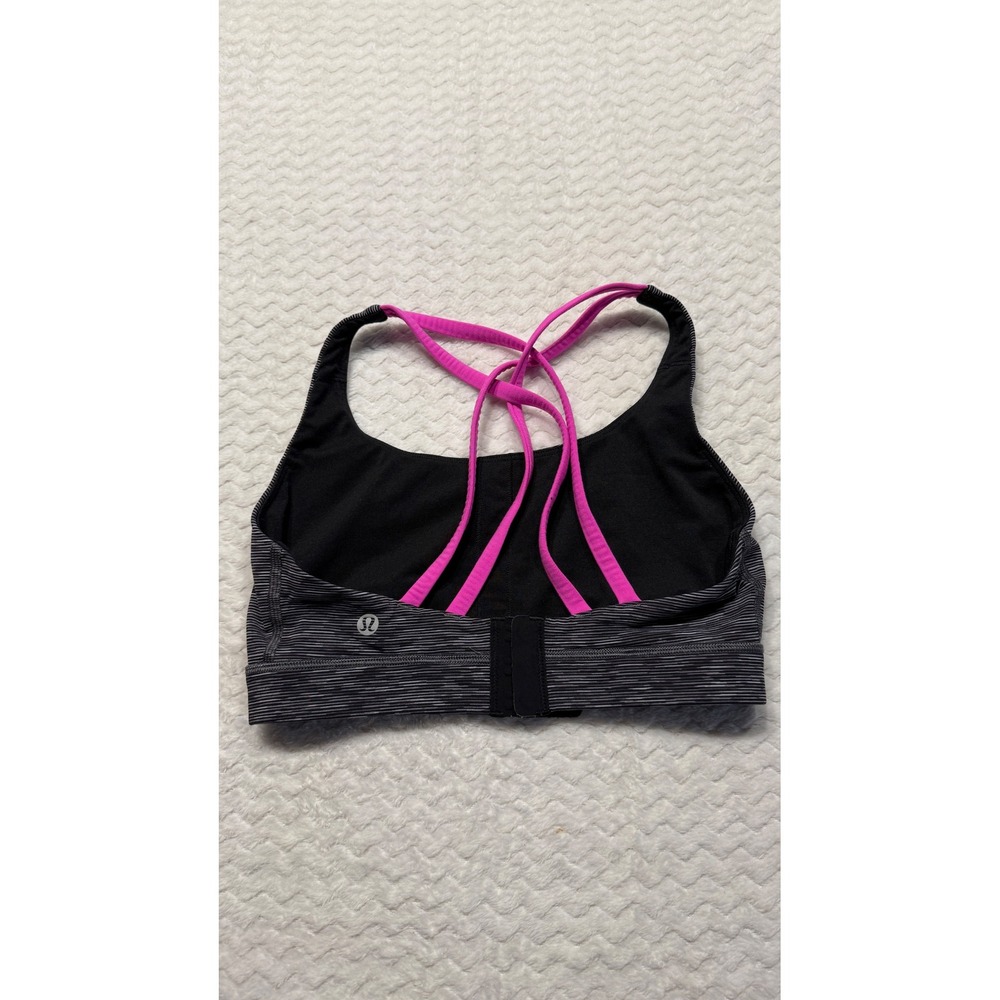 Lululemon All Sport Bra Space Dye Black Pink Strappy Back Size 6 LW2DDXS